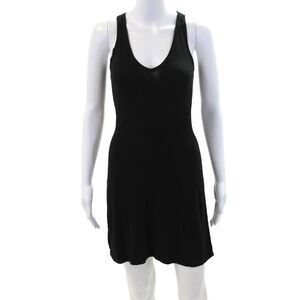 Dolce & Gabbana Womens Textured V-neck Sleeveless Casual Mini Dress Black Size S